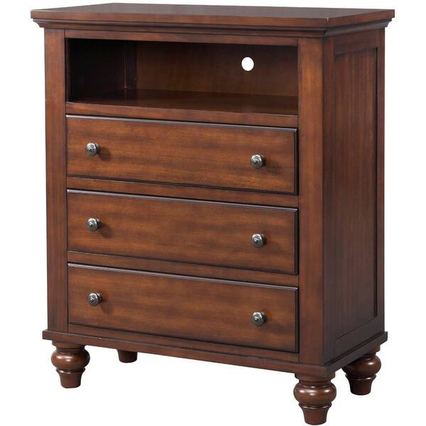 Cambridge Newport Cherry Finish Wood Media Storage Chest Overstock