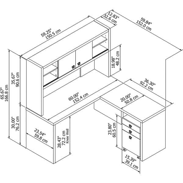 Echo L Shaped Desk with Hutch and Drawers by Bush Business Furniture