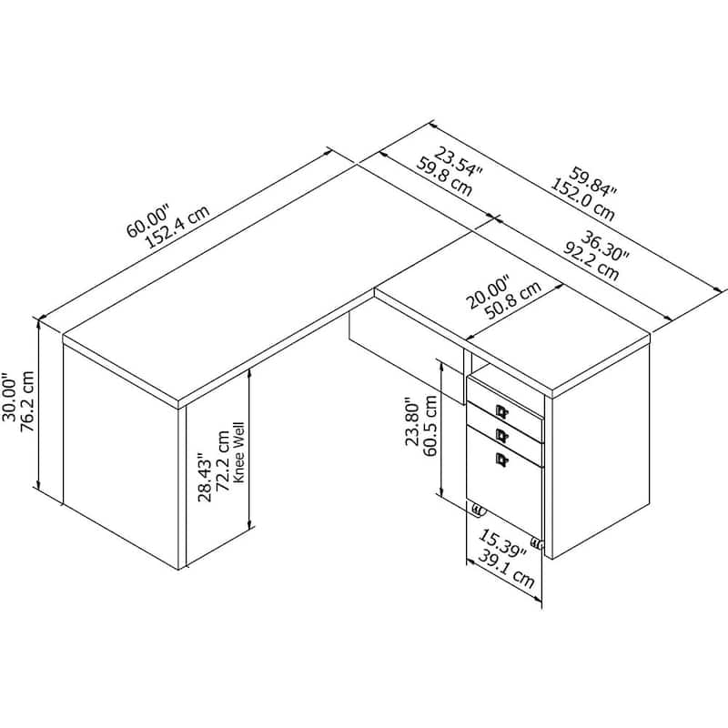 Echo L Shaped Desk with Mobile File Cabinet by Bush Business Furniture