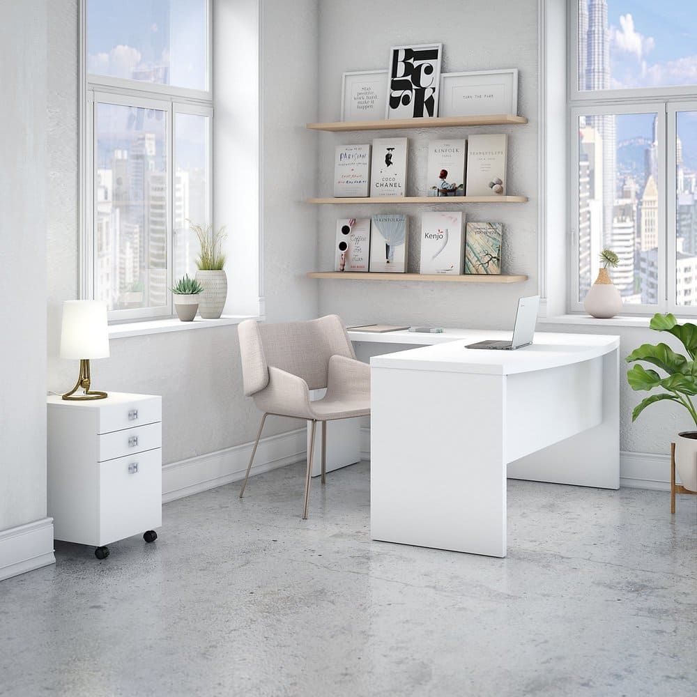 Echo L Shaped Bow Front Desk with Drawers by Bush Business Furniture