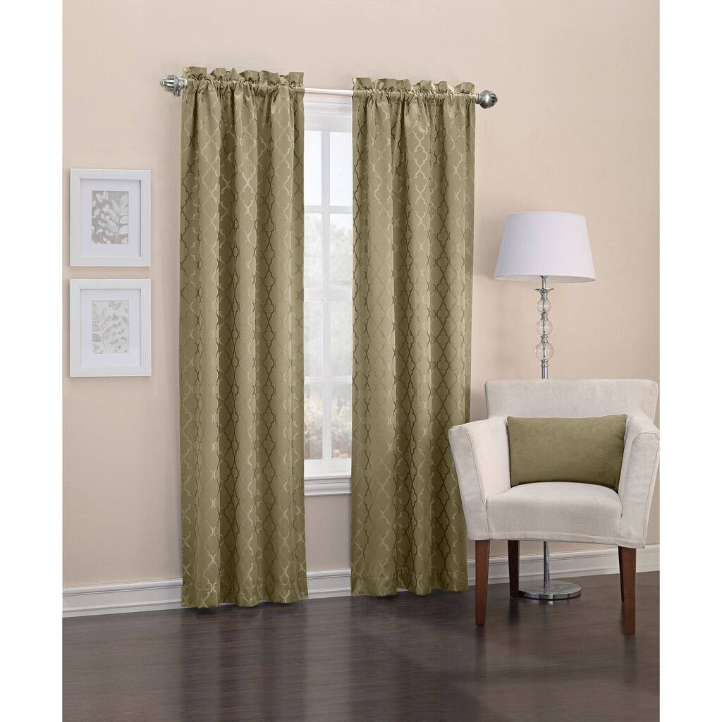 Sun Zero Viviana Woven Trellis Energy Efficient Thermal Insulated Rod Pocket Curtain Panel