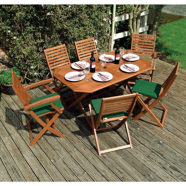 Plumley English Garden 7 Piece Wood Outdoor Folding Dining Set