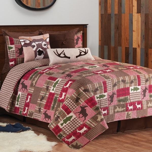 Linden Printed Patchwork Style Cotton Quilt Set