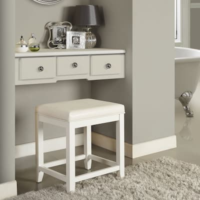 Crosley Vista Vanity Stool in White - 17.5 "W x 15.75 "D x 19.25 "H