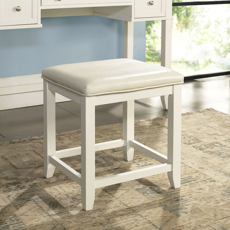 Crosley Vista Vanity Stool in White - 17.5 "W x 15.75 "D x 19.25 "H
