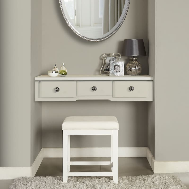 Crosley Vista Vanity Stool in White - 17.5 "W x 15.75 "D x 19.25 "H