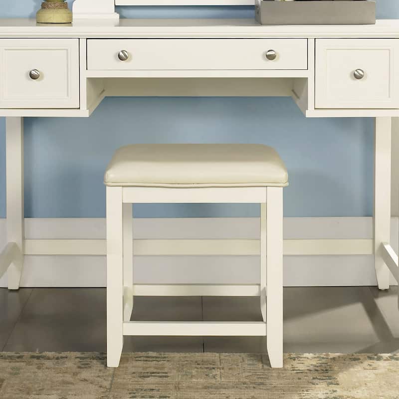 Crosley Vista Vanity Stool in White - 17.5 "W x 15.75 "D x 19.25 "H