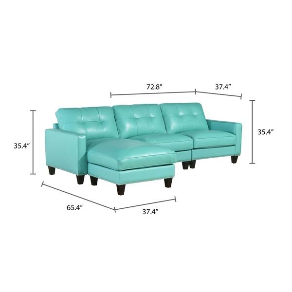 Abbyson Carmelo Turquoise Top Grain Leather Reversible Sectional Bed