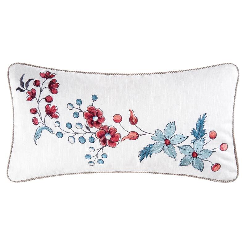 Adrienne Embroidered 12x24 Throw Decorative Accent Throw Pillow