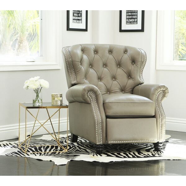 Abbyson Sawyer Grey Top Grain Leather Push Back Recliner Free Abbyson Sawyer Grey Top Grain Leather Push Back Recliner