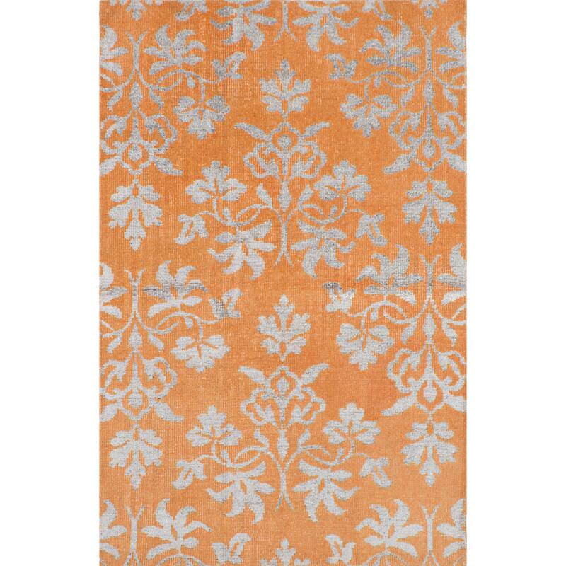 Hand-knotted La Seda Green Silk, Wool Rug