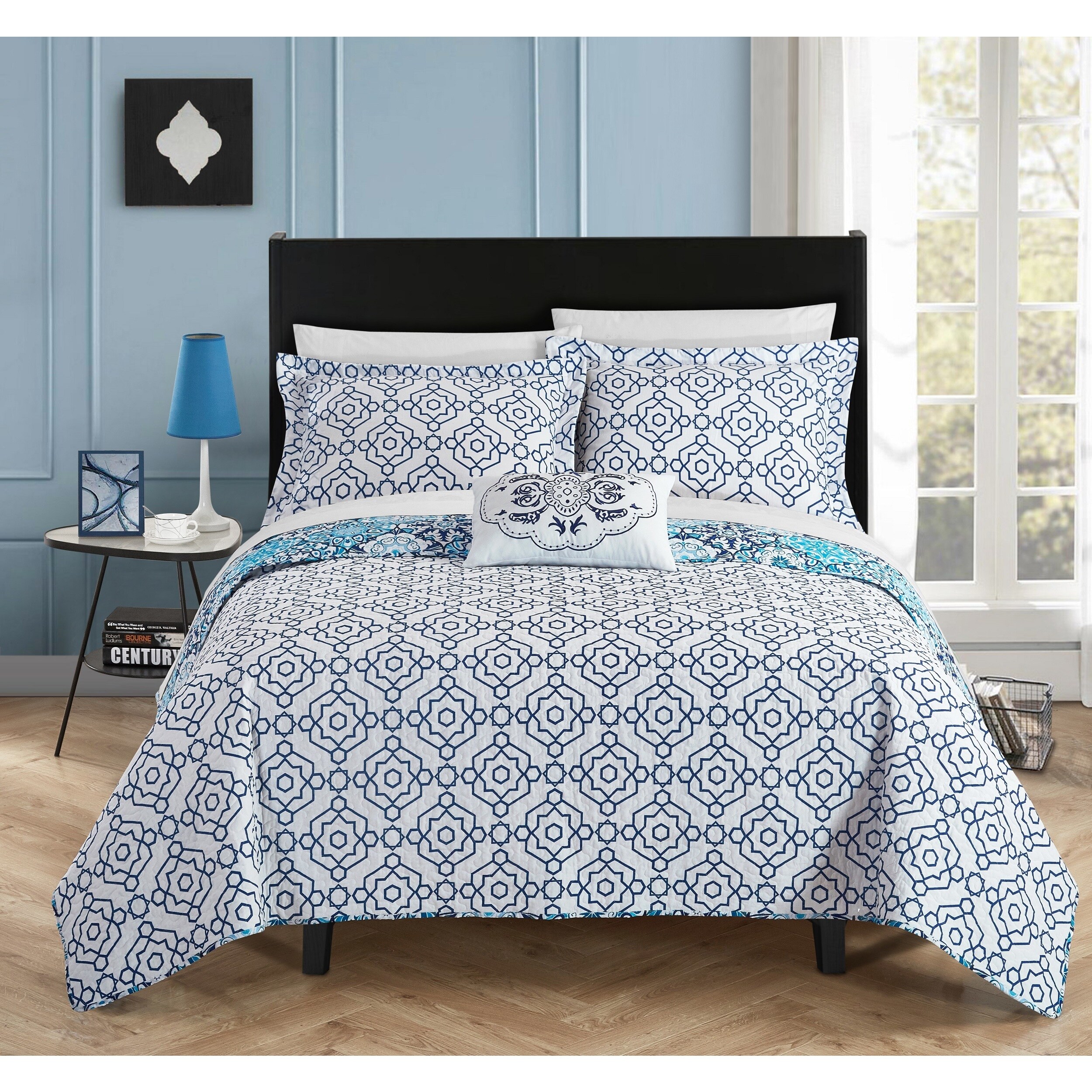 Shop Chic Home 4 Piece Winona 100 Cotton Blue Reversible Duvet