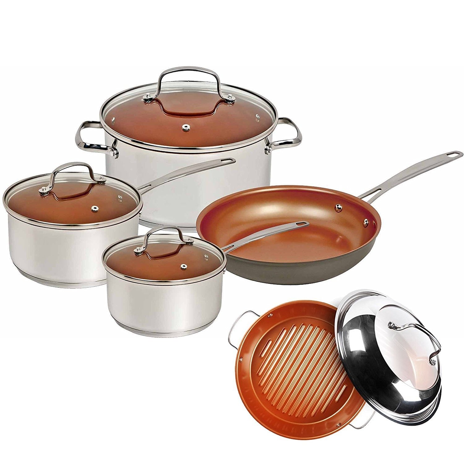 Nuwave Duralon Ceramic Non-Stick 7-Piece Cookware Set w/ BBQ Grill Pan -  Bed Bath & Beyond - 16258590