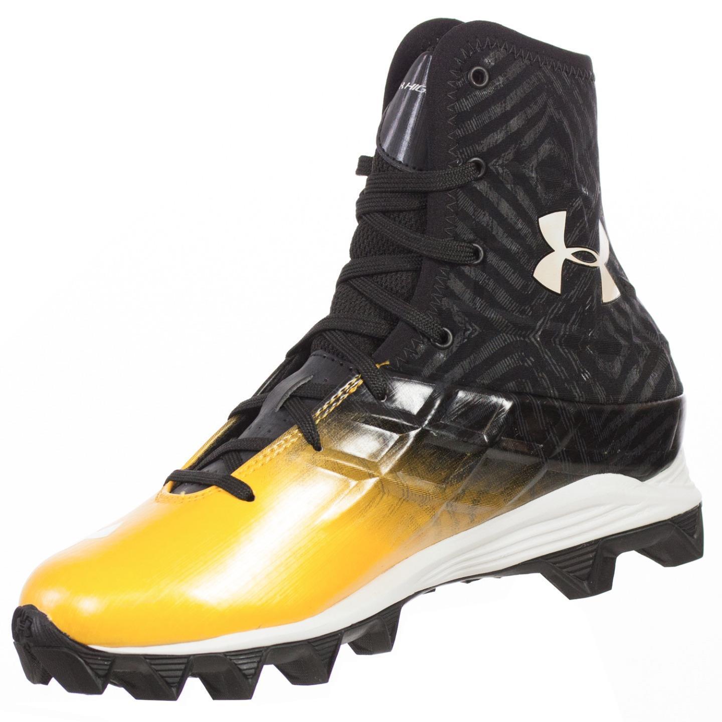 black and gold high top football cleats