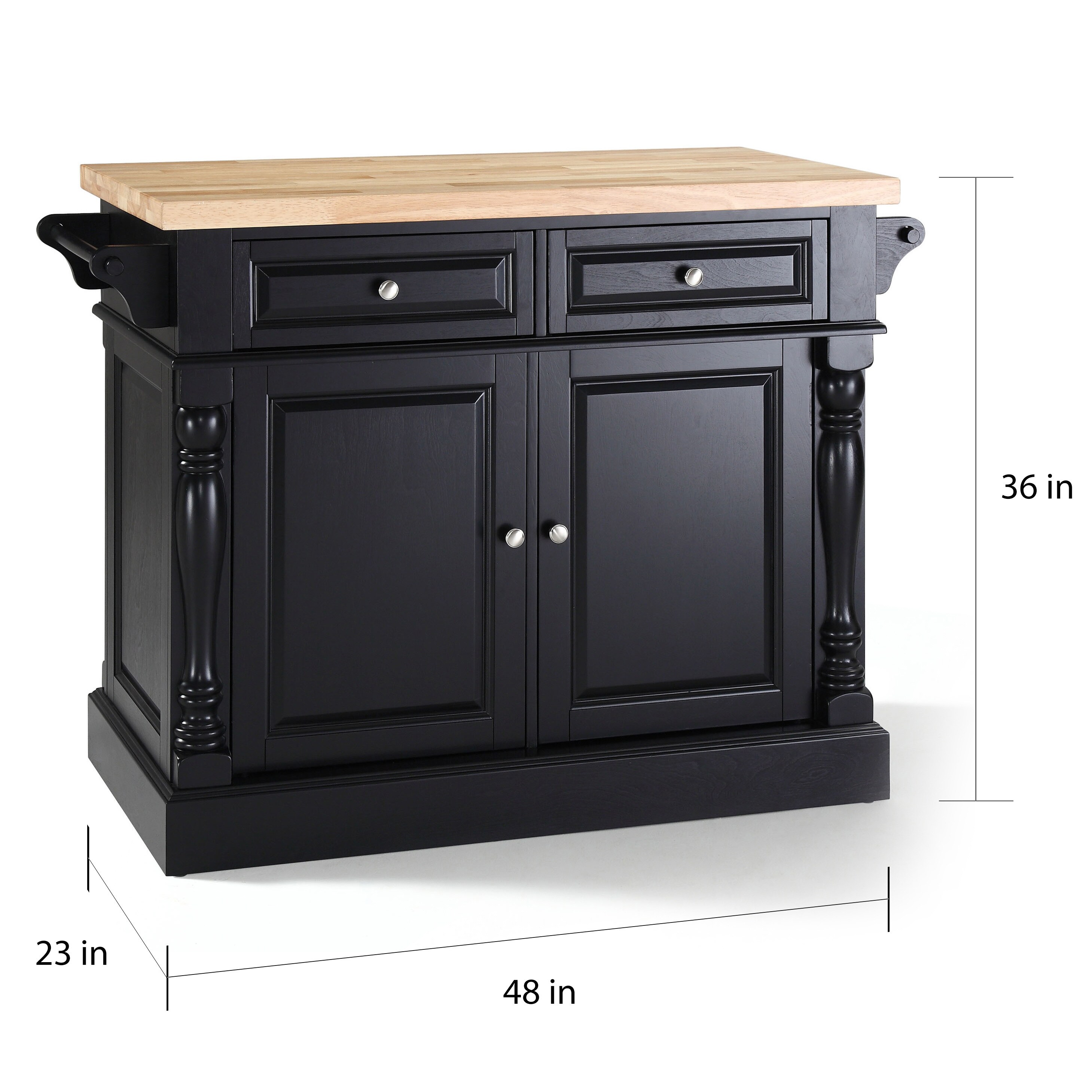 Crosley Oxford Butcher Block Top Kitchen Island in Black Finish - 23d x  47.75w x 35.75h - On Sale - Bed Bath & Beyond - 16007504