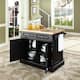 Oxford Butcher Block Top Kitchen Island in Black Finish