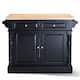 Oxford Butcher Block Top Kitchen Island in Black Finish
