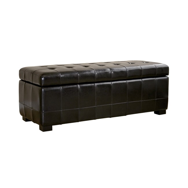 Black Bi cast Leather Tufted Storage Bench