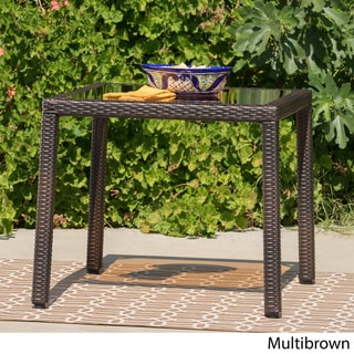 Christopher Knight Home Edene Outdoor Multibrown Wicker Square Dining Table 