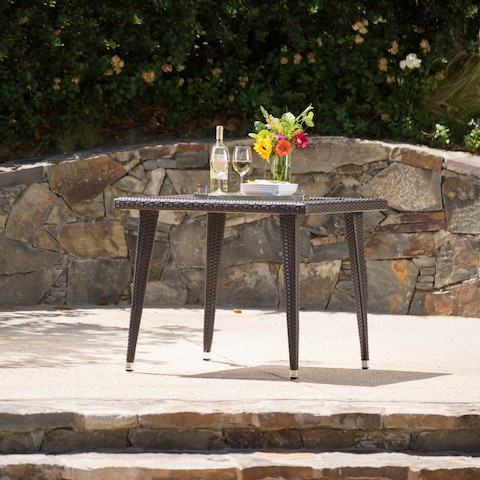 Armstrong Outdoor Aluminum Wicker 36-inch Square Dining Table by Christopher Knight Home