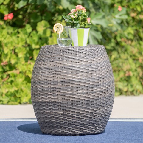 Canary Outdoor 14-inch Wicker Side Table by Christopher Knight Home