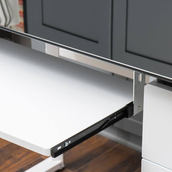 Shop Reeve Tempered Glass Computer Desk With Storage Drawers By
