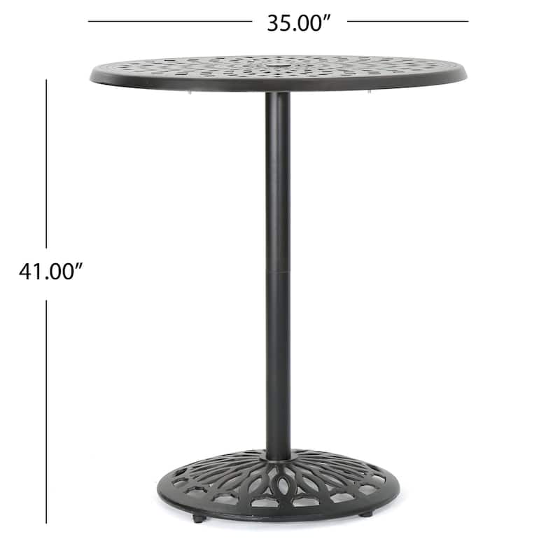 Arlana Outdoor Aluminum Bar Table with Umbrella Hole by Christopher Knight Home - 35.00" L x 35.00" W x 41.25" H