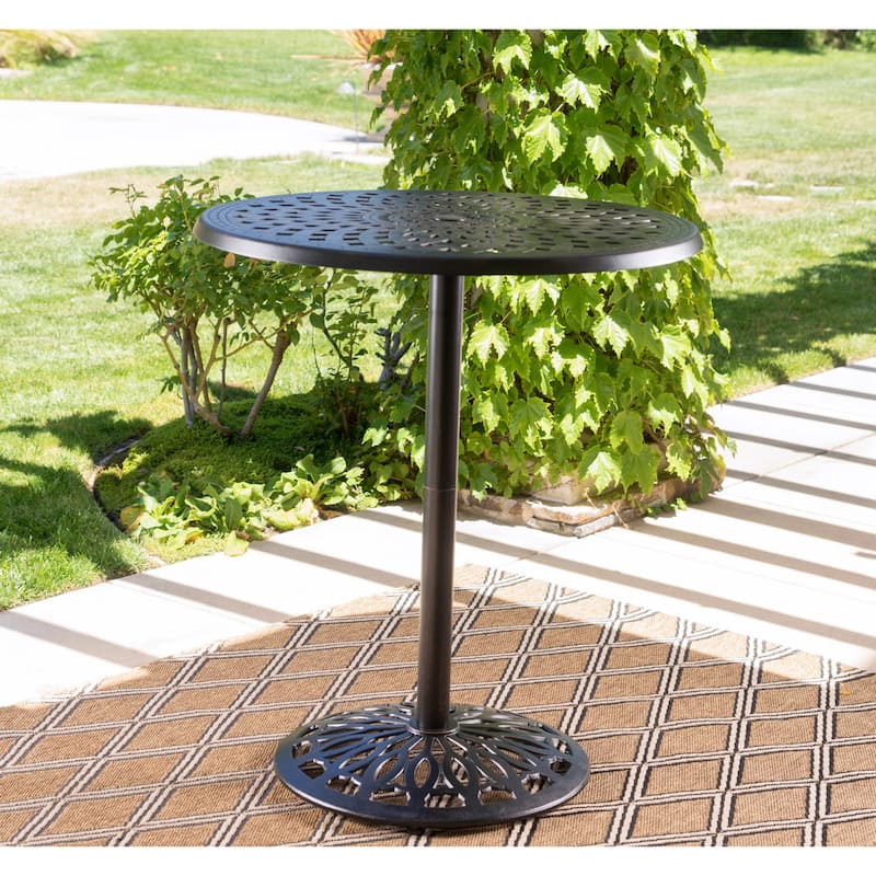 Arlana Outdoor Aluminum Bar Table with Umbrella Hole by Christopher Knight Home - 35.00" L x 35.00" W x 41.25" H