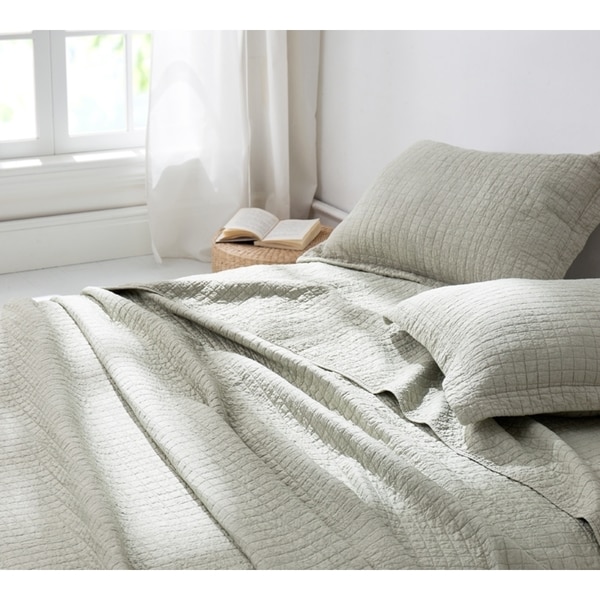 BYB Classic Supersoft Pre-Washed Cotton Quilt Set- Silver Birch