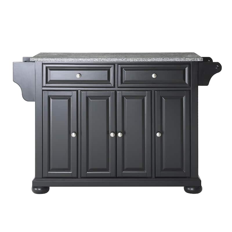 Crosley Alexandria Solid Granite Top Kitchen Island in Black Finish - 51.5 "W x 18 "D x 34 "H
