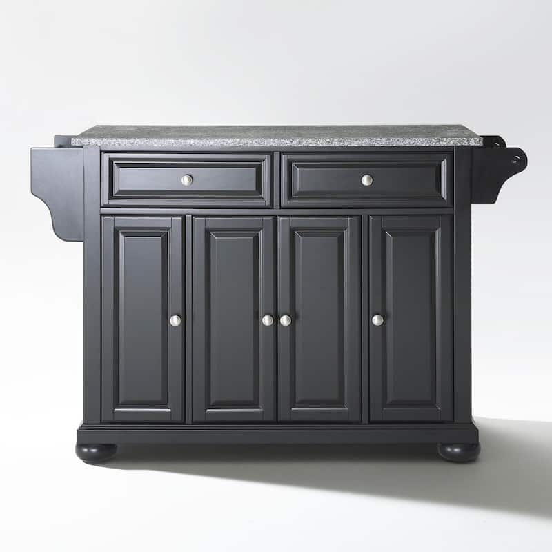 Crosley Alexandria Solid Granite Top Kitchen Island in Black Finish - 51.5 "W x 18 "D x 34 "H