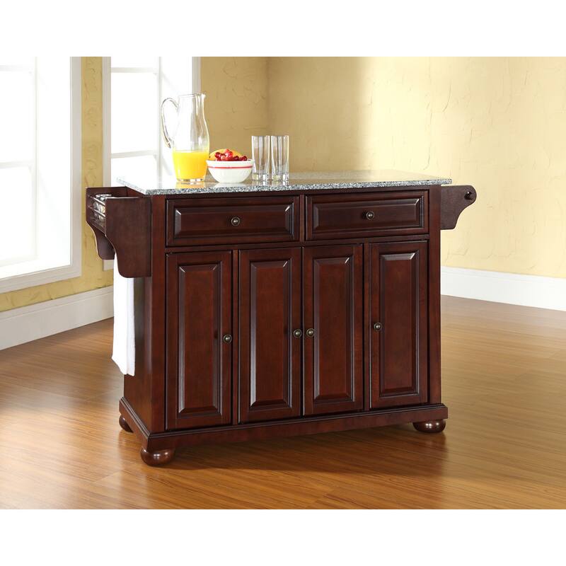 Crosley Alexandria Solid Granite Top Kitchen Island in Vintage Mahogany Finish - 18"d x 51.5"w x 34"h