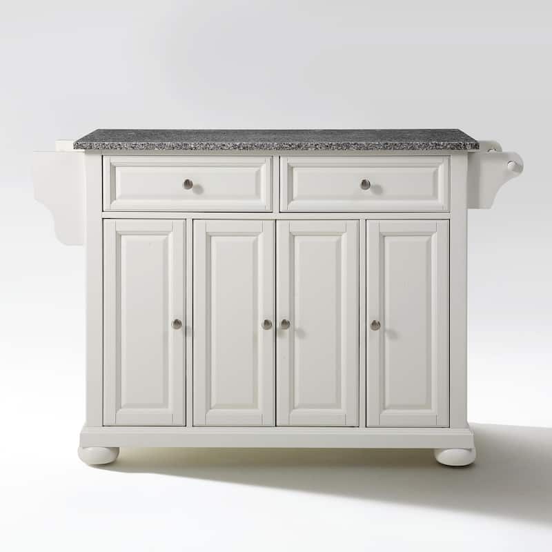 Crosley Alexandria Solid Granite Top Kitchen Island in White Finish - 18"d x 51.5"w x 34"h