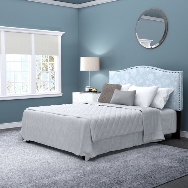 Shop Handy Living Noleta Full/Queen Blue Floral Upholstered Headboard