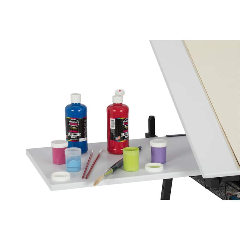 Studio Designs Fusion Craft Center Drafting Drawing Table with Adjustable Top Storage and Stool