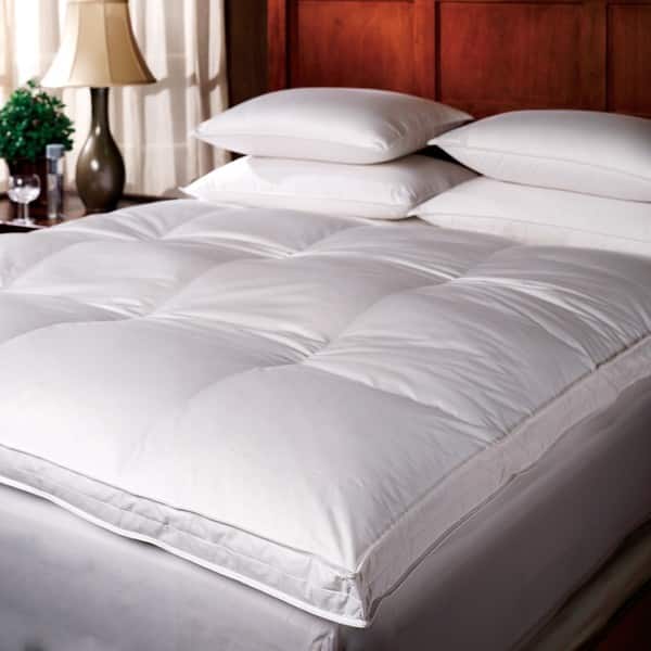 slide 2 of 2, 1221 Bedding White Baffle Box Down Top Featherbed Mattress Topper