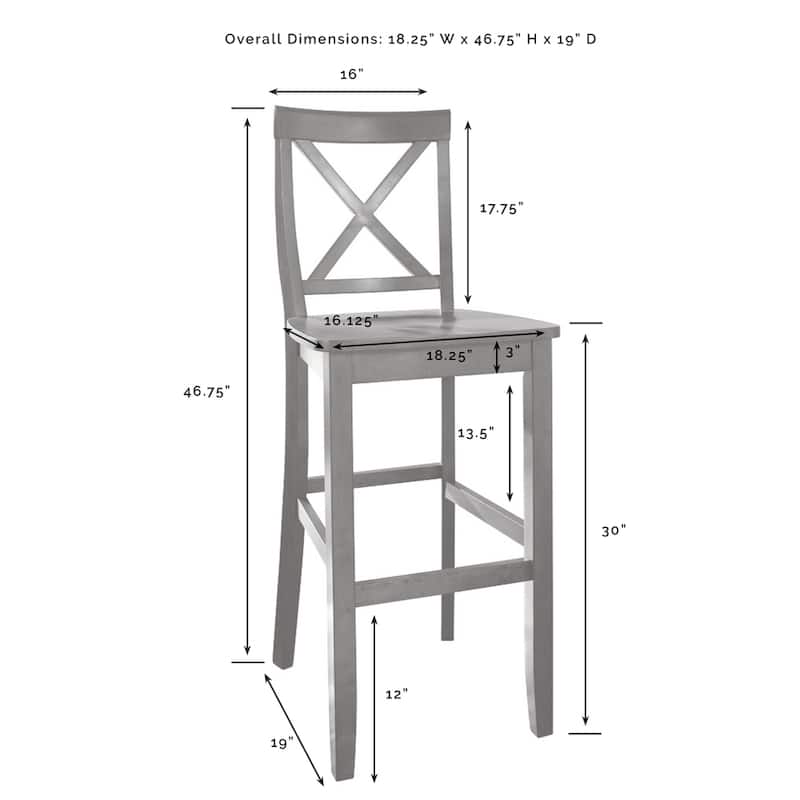 Crosley 30-inch Vintage Mahogany X-Back Barstool (Set of 2)