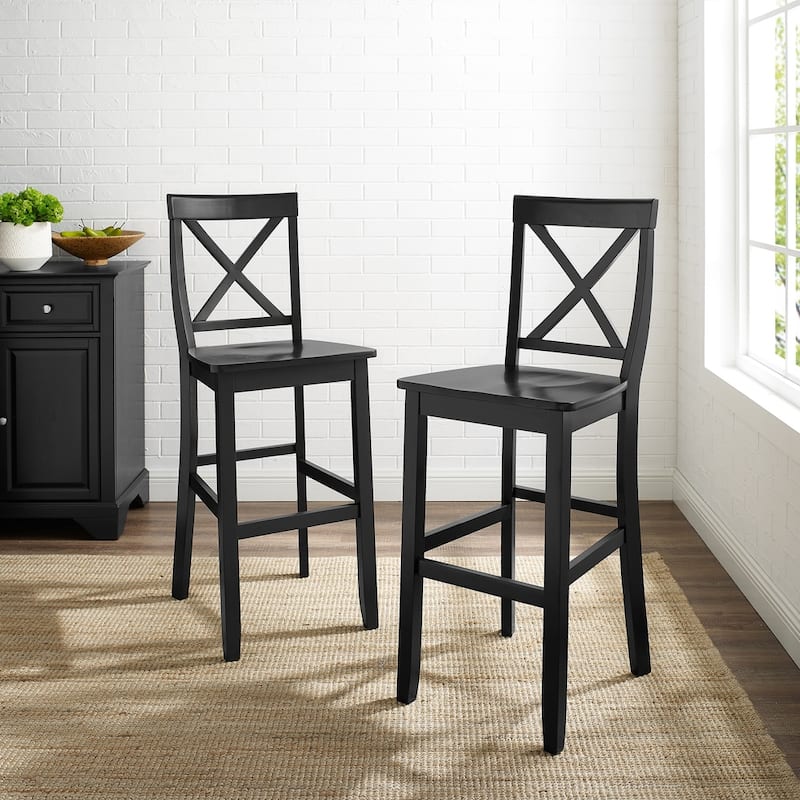 Crosley Black Contemporary X-back Bar Stool (Set of 2)