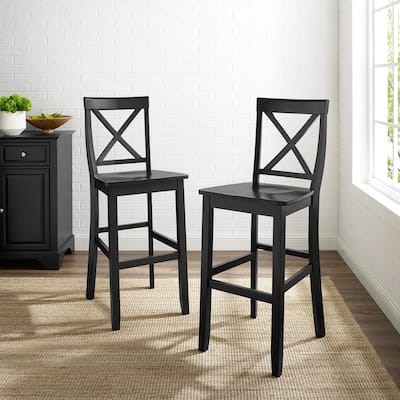 Crosley Black Contemporary X-back Bar Stool (Set of 2)