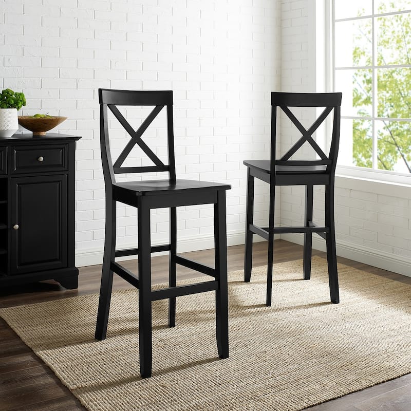 Crosley Black Contemporary X-back Bar Stool (Set of 2)