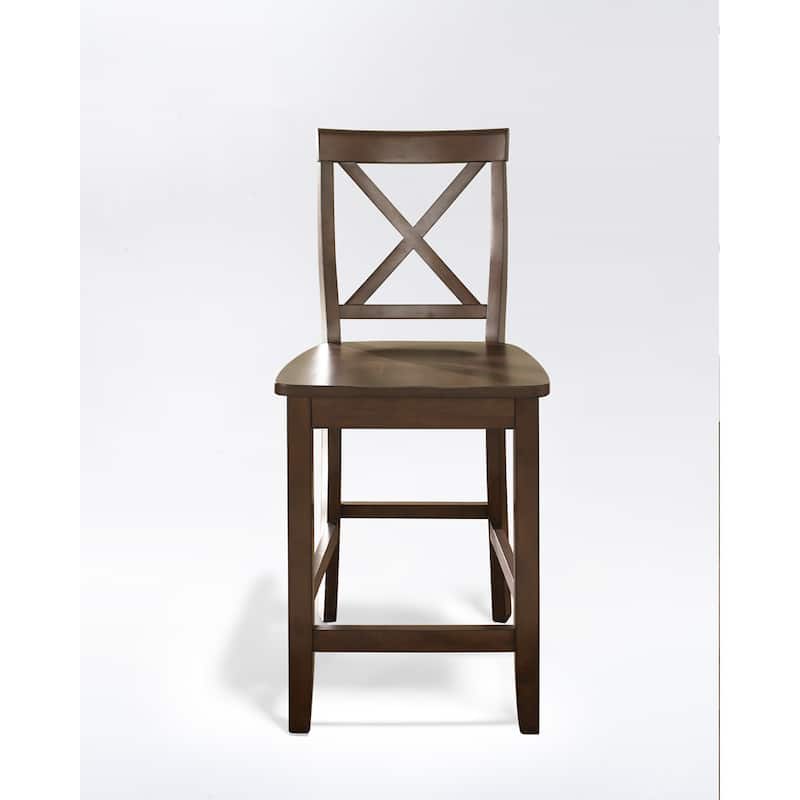 Crosley X-Back Counter Stool in Mahogany Finish with 24 Inch Seat Height. (Set of Two) - 18.25 "W x 21.25 "D x 41 "H