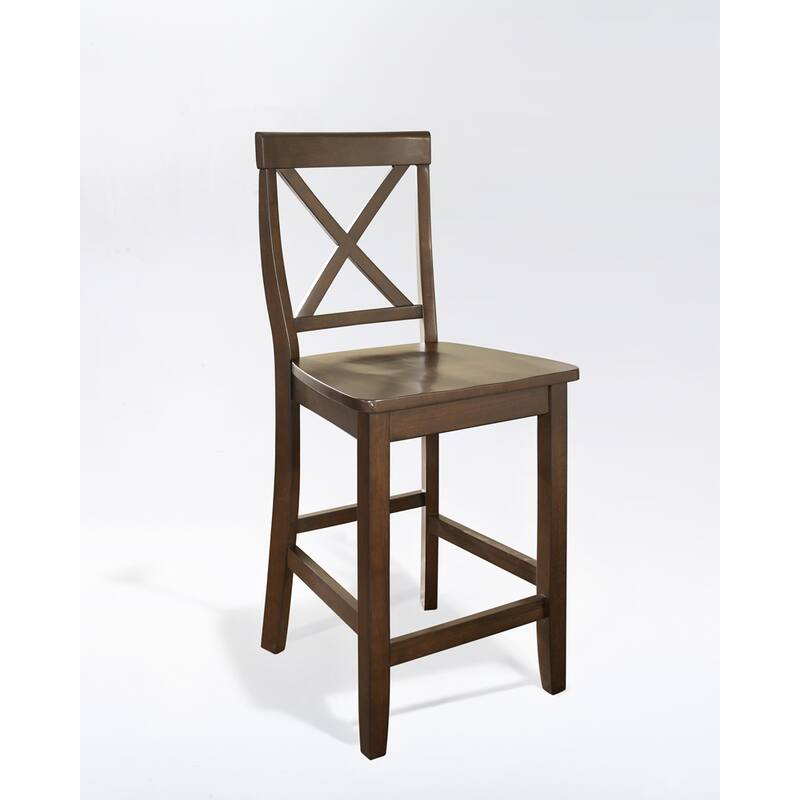 Crosley X-Back Counter Stool in Mahogany Finish with 24 Inch Seat Height. (Set of Two) - 18.25 "W x 21.25 "D x 41 "H