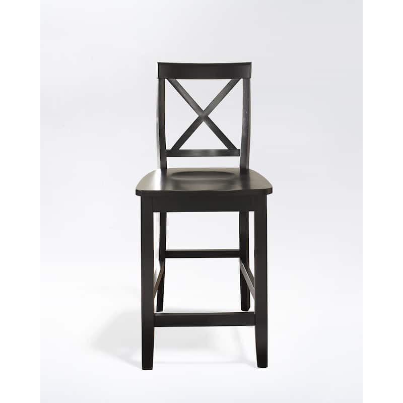 Crosley X-Back Bar Stool in Black Finish with 24 Inch Seat Height. (Set of Two) - N/A