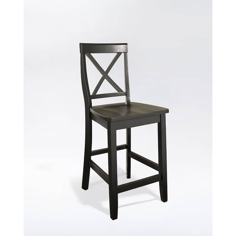 Crosley X-Back Bar Stool in Black Finish with 24 Inch Seat Height. (Set of Two) - N/A
