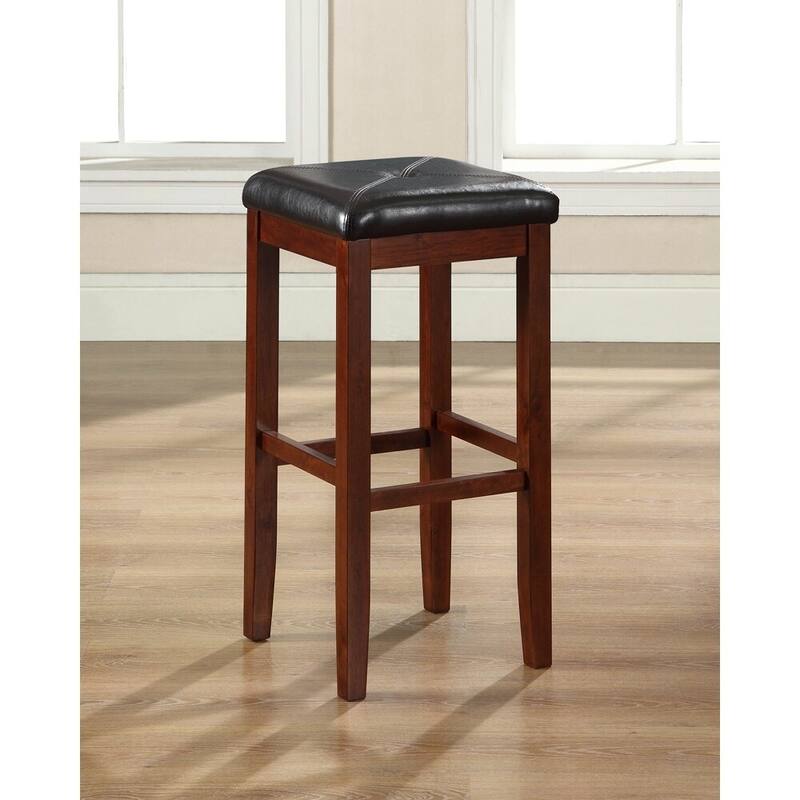 Crosley Upholstered Mahogany 29-inch Square Seat Bar Stools (Set of 2) - 14.75 "W x 14.75 "D x 29.25"H