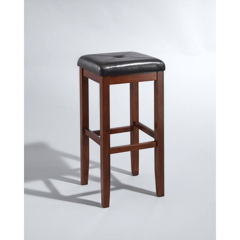 Crosley Upholstered Mahogany 29-inch Square Seat Bar Stools (Set of 2) - 14.75 "W x 14.75 "D x 29.25"H