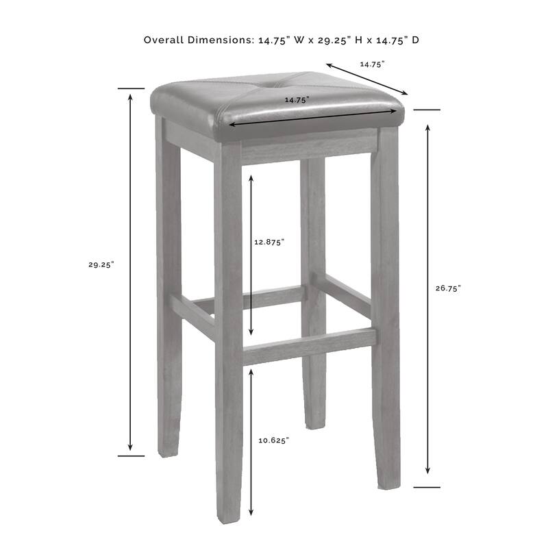 Crosley Upholstered Mahogany 29-inch Square Seat Bar Stools (Set of 2) - 14.75 "W x 14.75 "D x 29.25"H