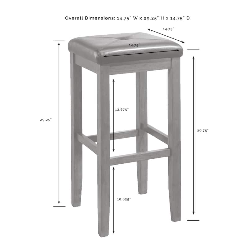 Crosley Upholstered Black-finish Square-seat Bar Stool (Set of 2) - 14.75 "W x 14.75 "D x 29.25"H