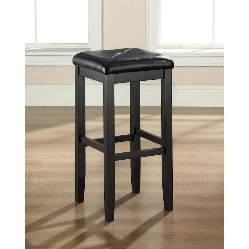 Crosley Upholstered Black-finish Square-seat Bar Stool (Set of 2) - 14.75 "W x 14.75 "D x 29.25"H