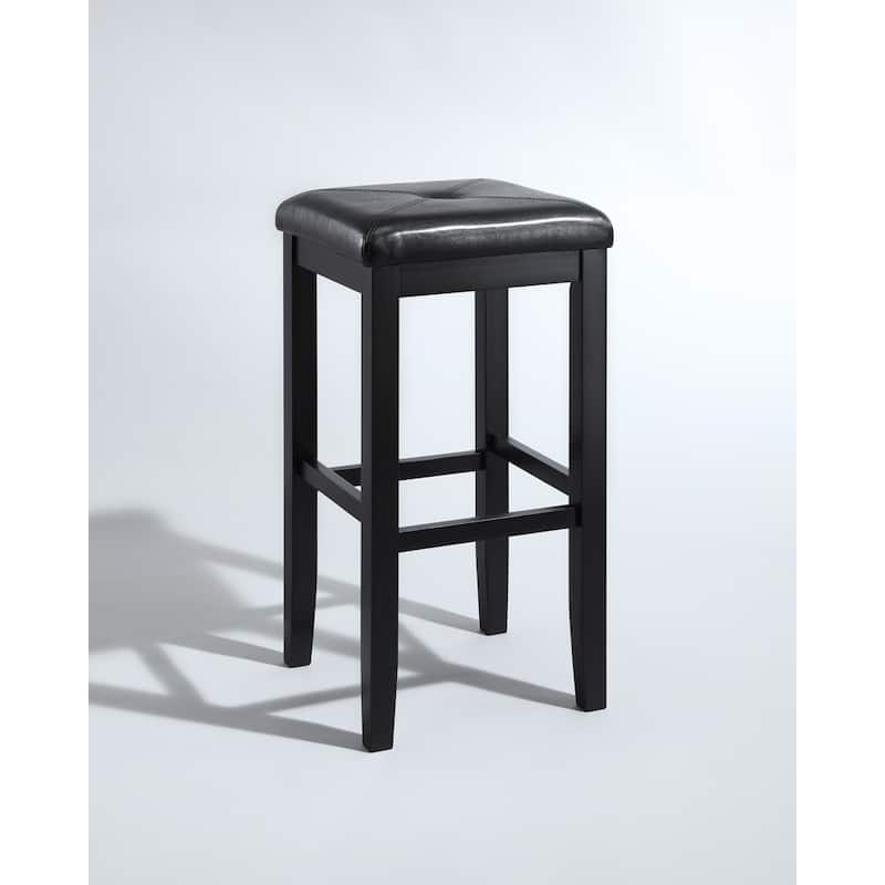 Crosley Upholstered Black-finish Square-seat Bar Stool (Set of 2) - 14.75 "W x 14.75 "D x 29.25"H